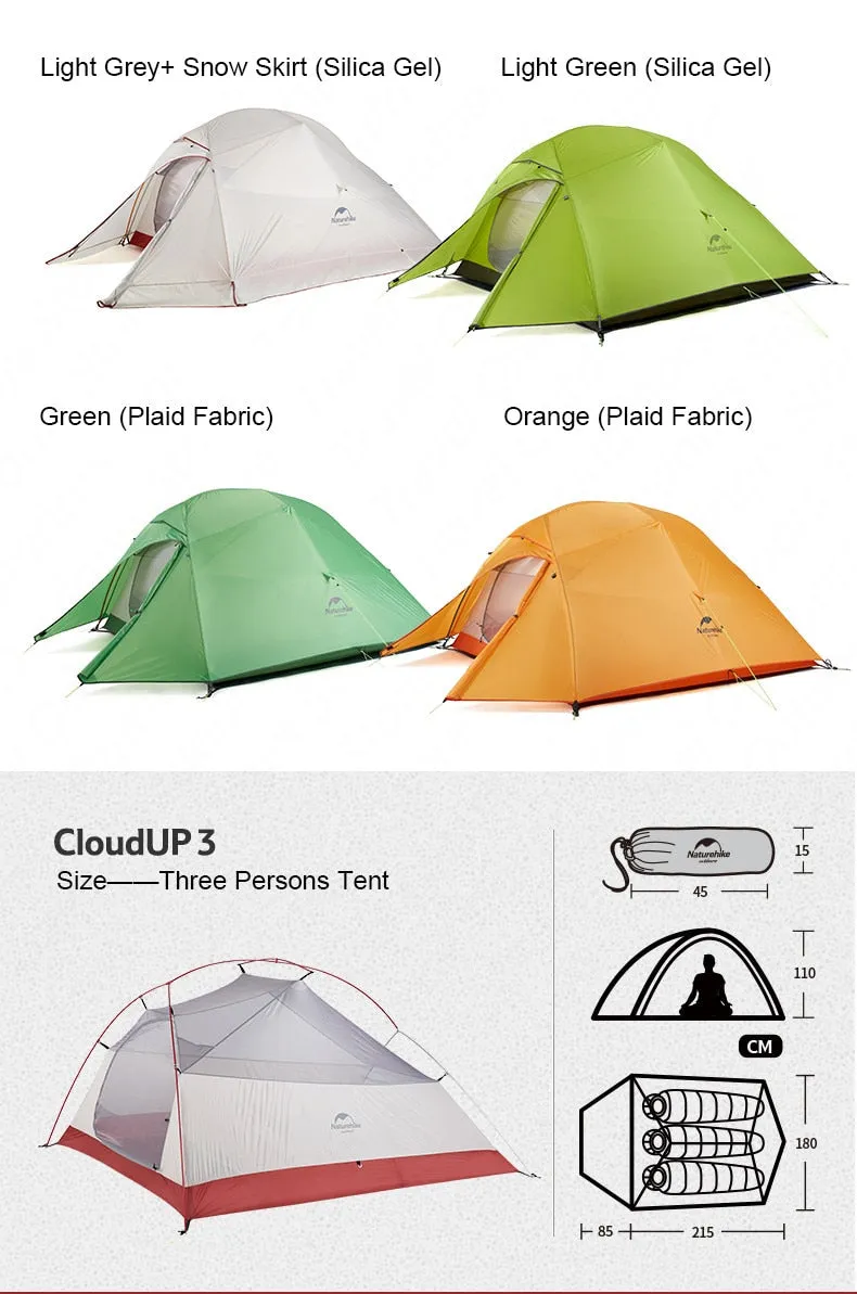 1 2 3 Persons Camping Tent Outdoor 20D Silicone