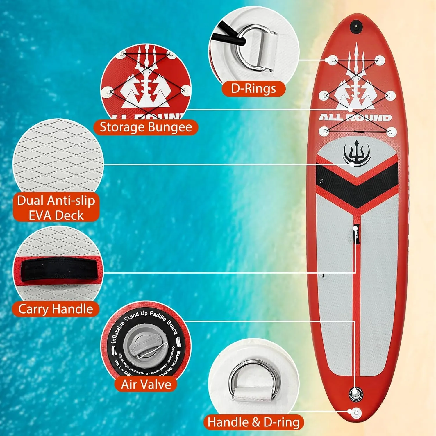10'6" x 33" x 6" Paddle Board, Extra Wide Inflatable Stand Up Paddle Board with Premium Accessories, Non-Slip Comfortable Deck for Youth & Adults of All Skill Levels