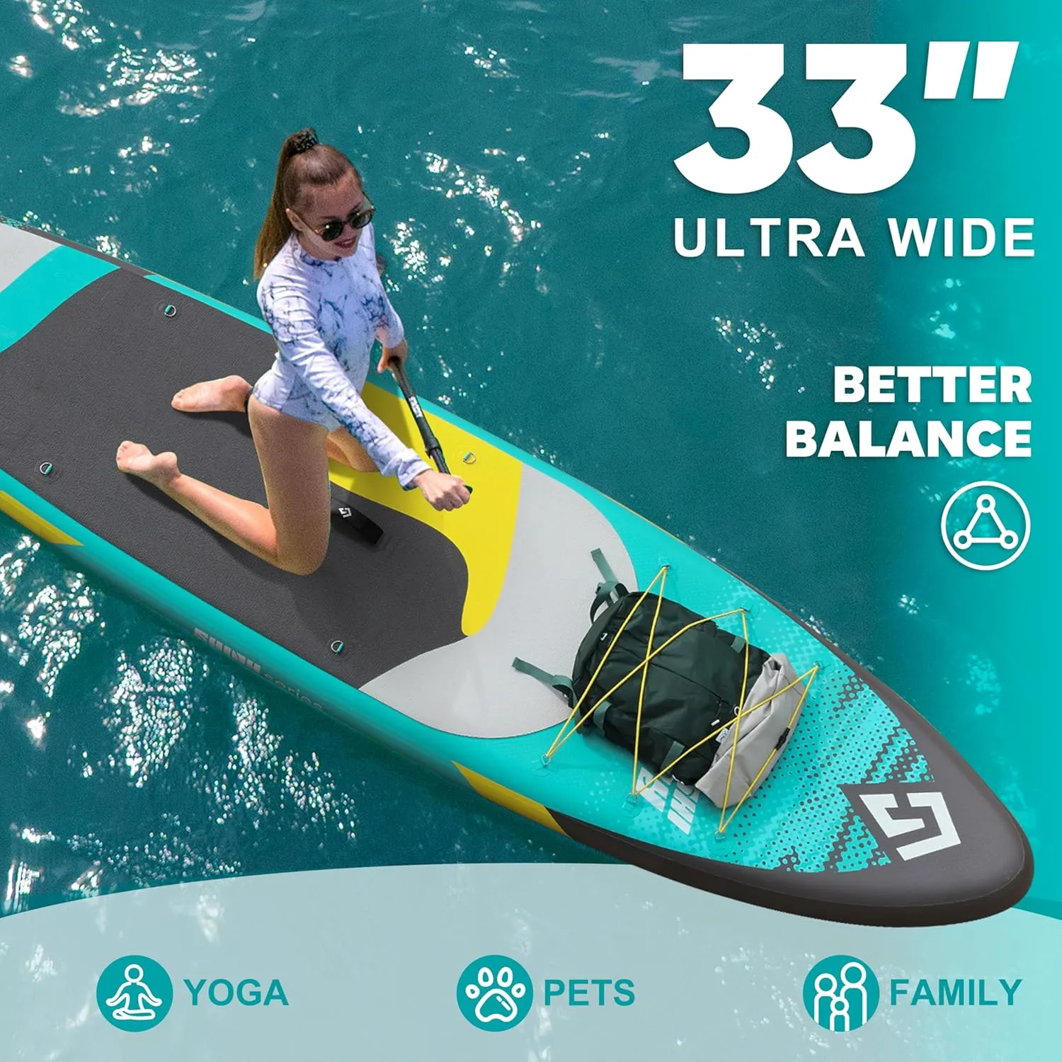 11'*34"*6" Blow Up Paddle Board, Inflatable Paddle Board,Paddle Board,Spacious and Stable, Anti Slip and Easy to Operate, Large Size Suitable for Single Person/Family/Pet Use.