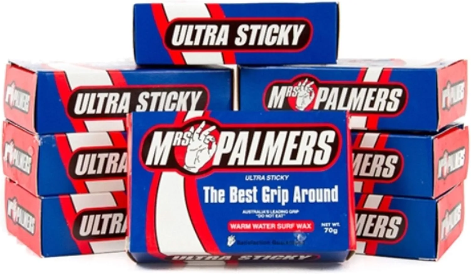12 Bars Mrs Palmers Surf Wax Warm 64F-74F Degrees 12 Bars in Boxes of Surfboard Wax
