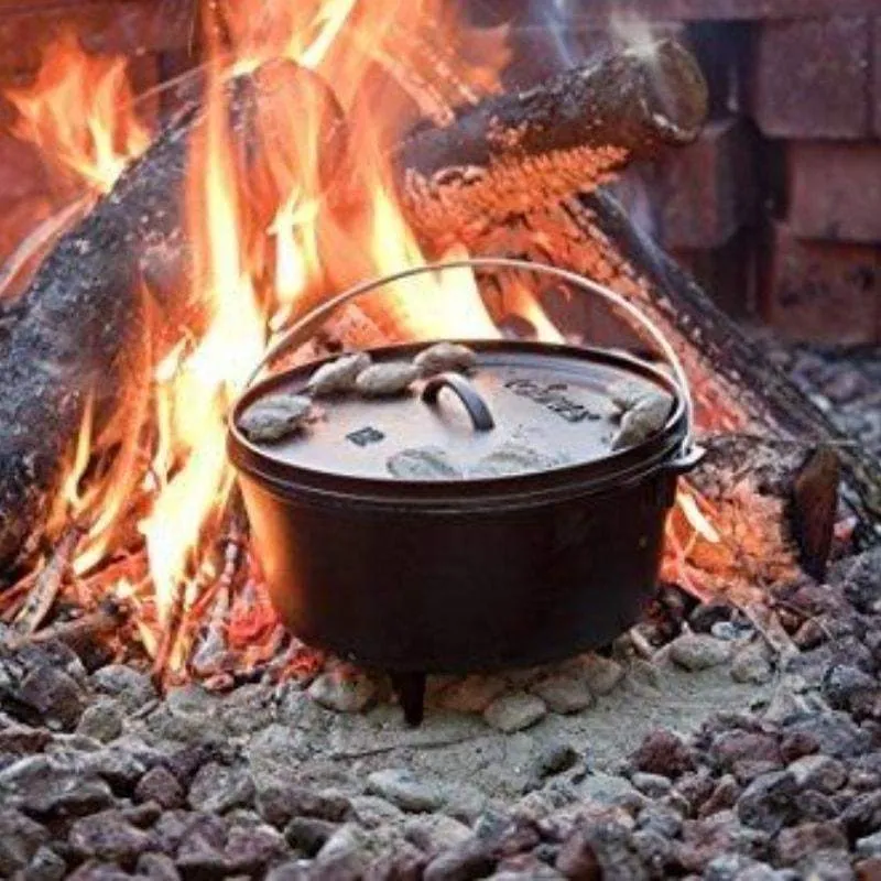8 Quart Deep Camp Dutch Ovens  Seasoned Cast Iron Camping Stove Cooking Pot