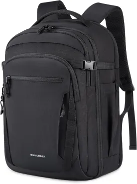 BAGSMART Travel Backpack for Men Women, Carry On Backpack Flight Approved TSA Friendly with USB Charging Hole Lightweight Weekender Bag Casual Daypack 17.3 Inch Laptop Business Work Backpack, Black