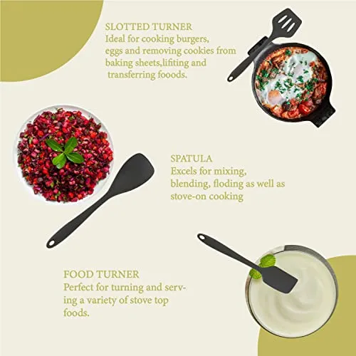 BCHEF 10 Pcs Silicone Utensils Set Heat Resistant Rubber holder