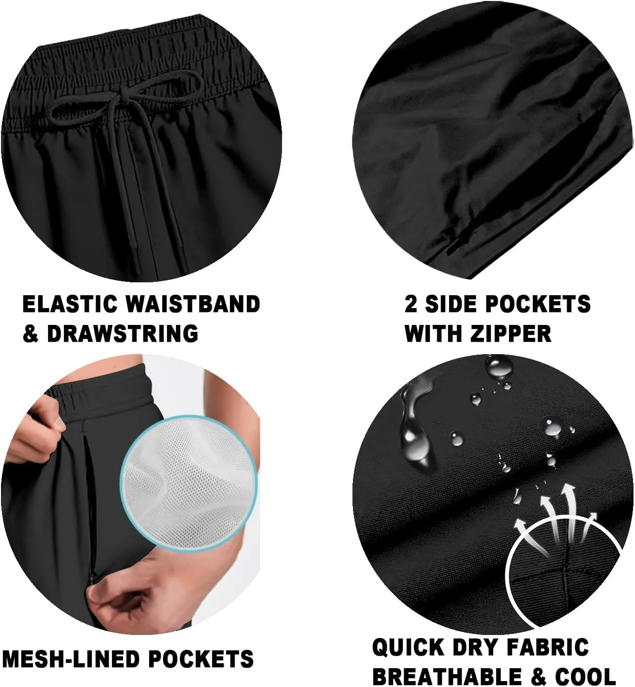 Big and Tall Men's Swim Trunk 8" with Compression Liner 8 Inch Inseam Quick Dry Board Shorts & Zipper Pocket 2XL-9XL