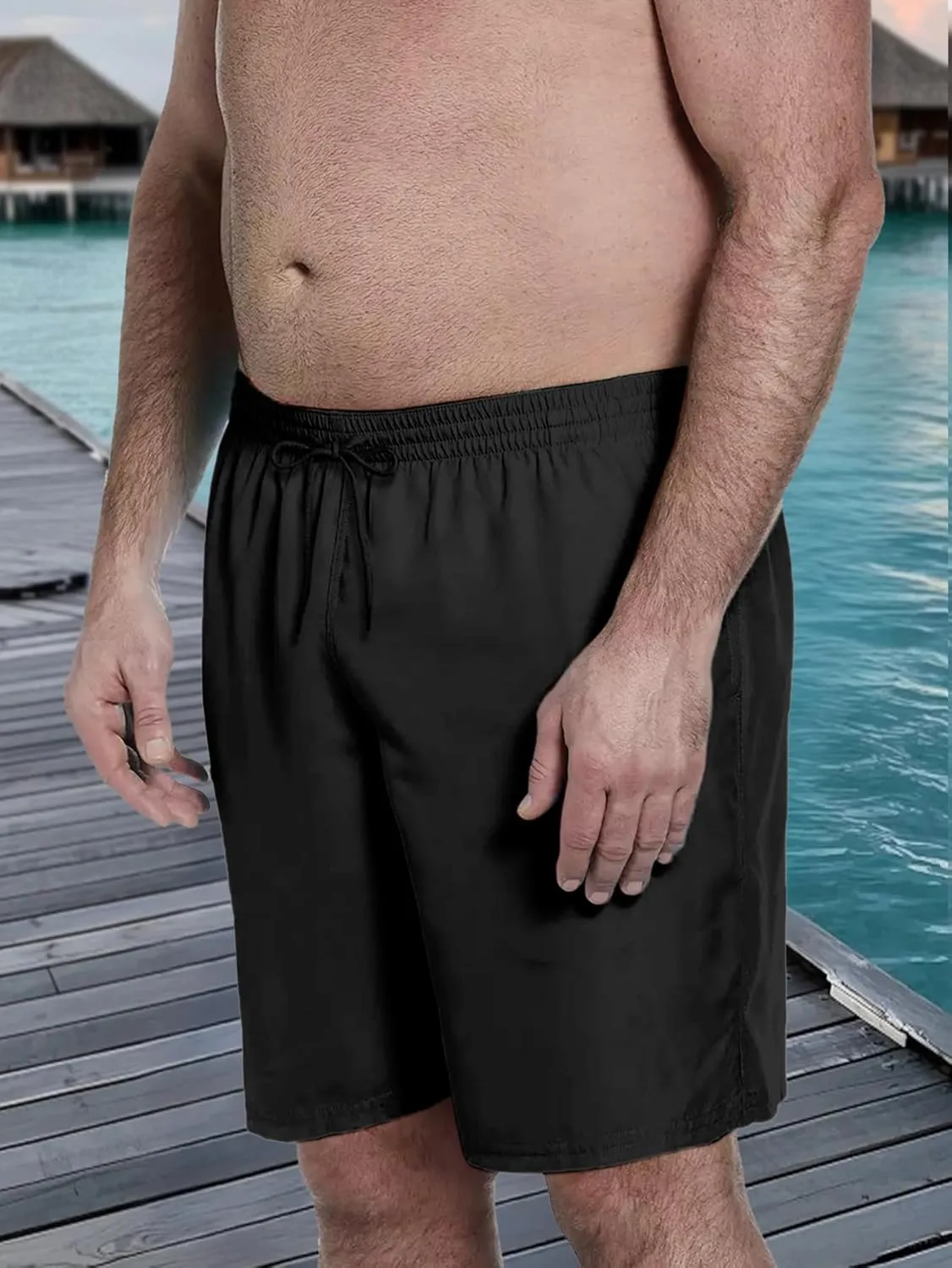 Big and Tall Men's Swim Trunk 8" with Compression Liner 8 Inch Inseam Quick Dry Board Shorts & Zipper Pocket 2XL-9XL