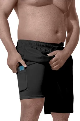Big and Tall Men's Swim Trunk 8" with Compression Liner 8 Inch Inseam Quick Dry Board Shorts & Zipper Pocket 2XL-9XL