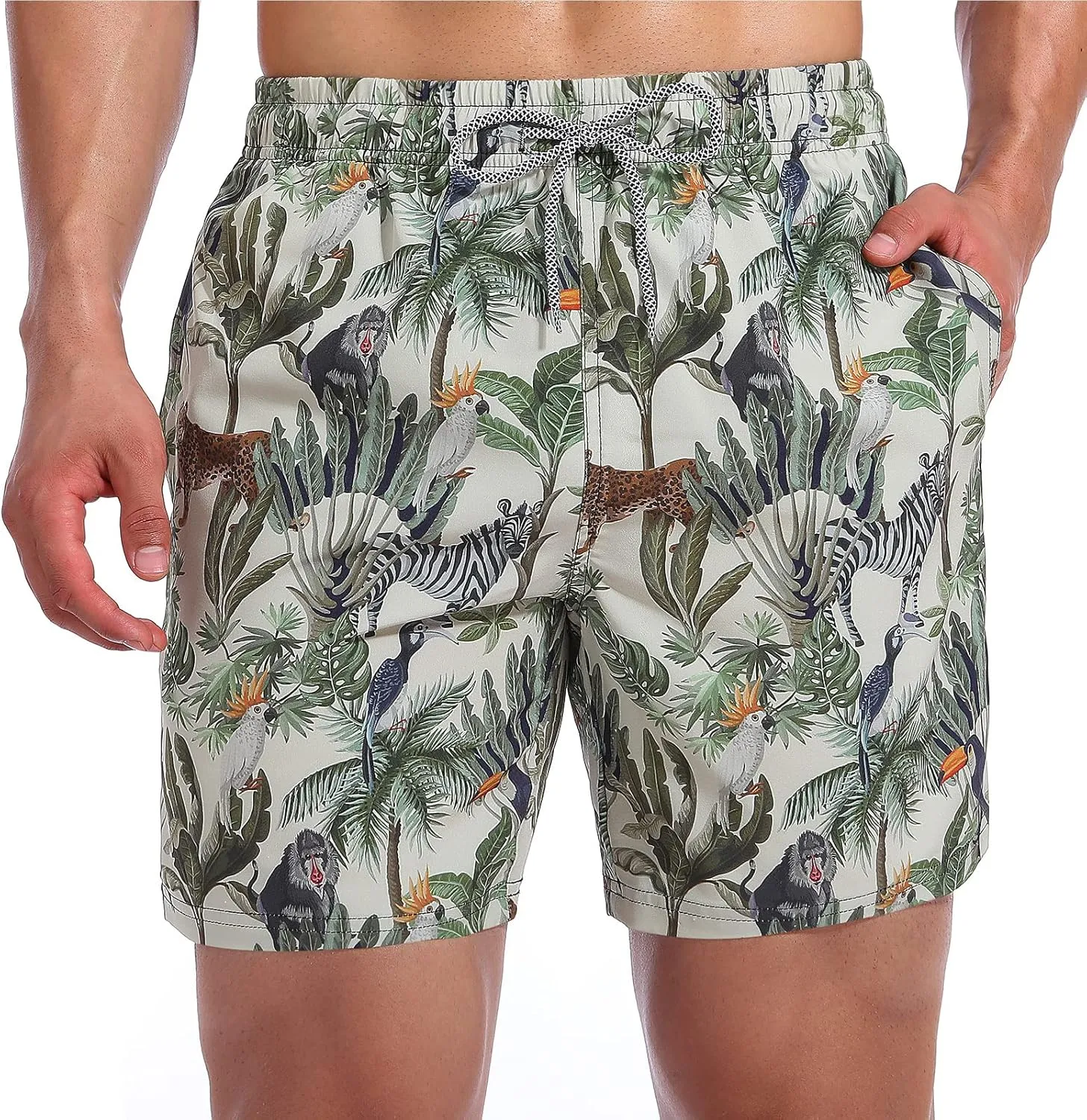 Biwisy Mens Swim Trunks Quick Dry Swim Shorts with Mesh Lining Funny Beach Shorts