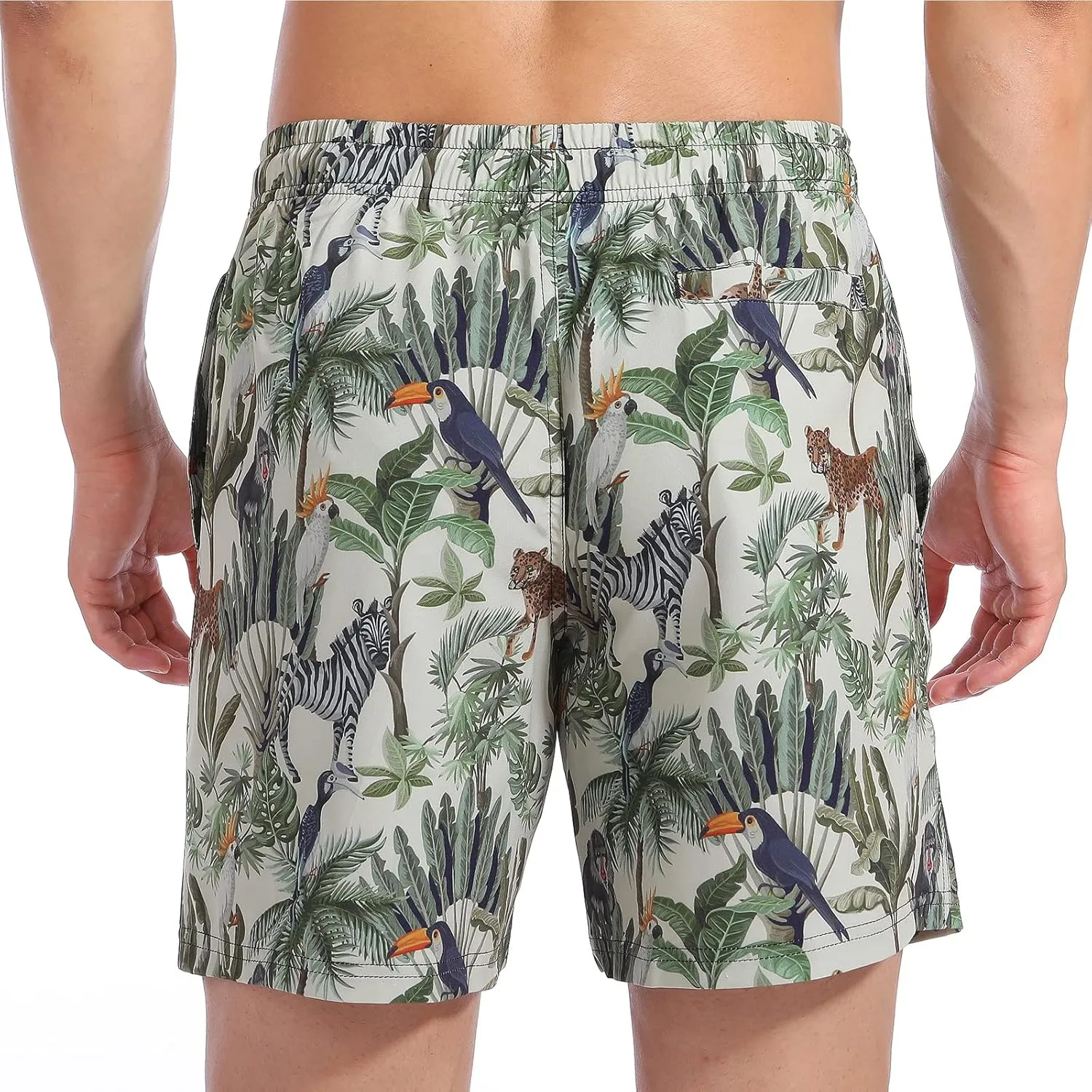 Biwisy Mens Swim Trunks Quick Dry Swim Shorts with Mesh Lining Funny Beach Shorts