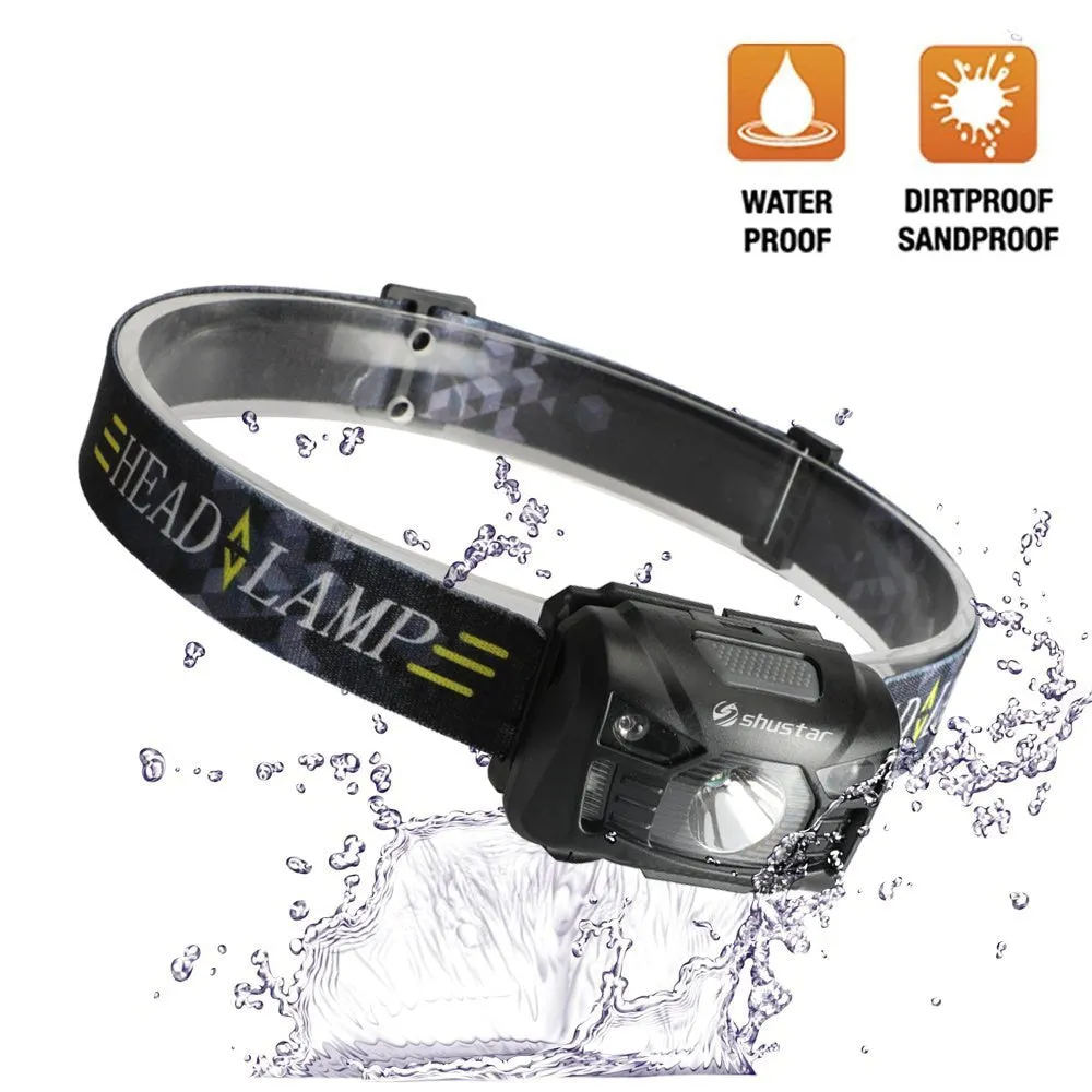 Body Motion Sensor Headlamp Induction USB Rechargeable Headlight 2 Switch Modes Head Flashlight Torch lamp For Camping USB cable