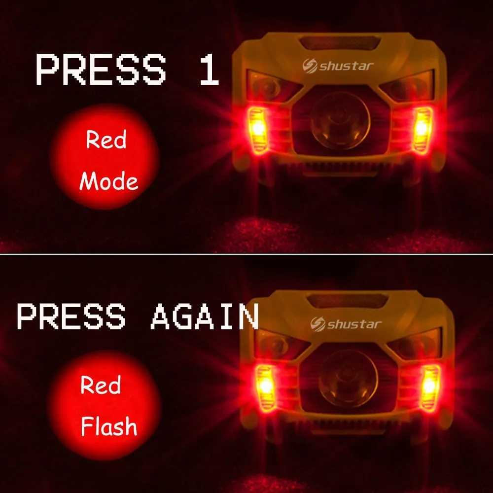 Body Motion Sensor Headlamp Induction USB Rechargeable Headlight 2 Switch Modes Head Flashlight Torch lamp For Camping USB cable