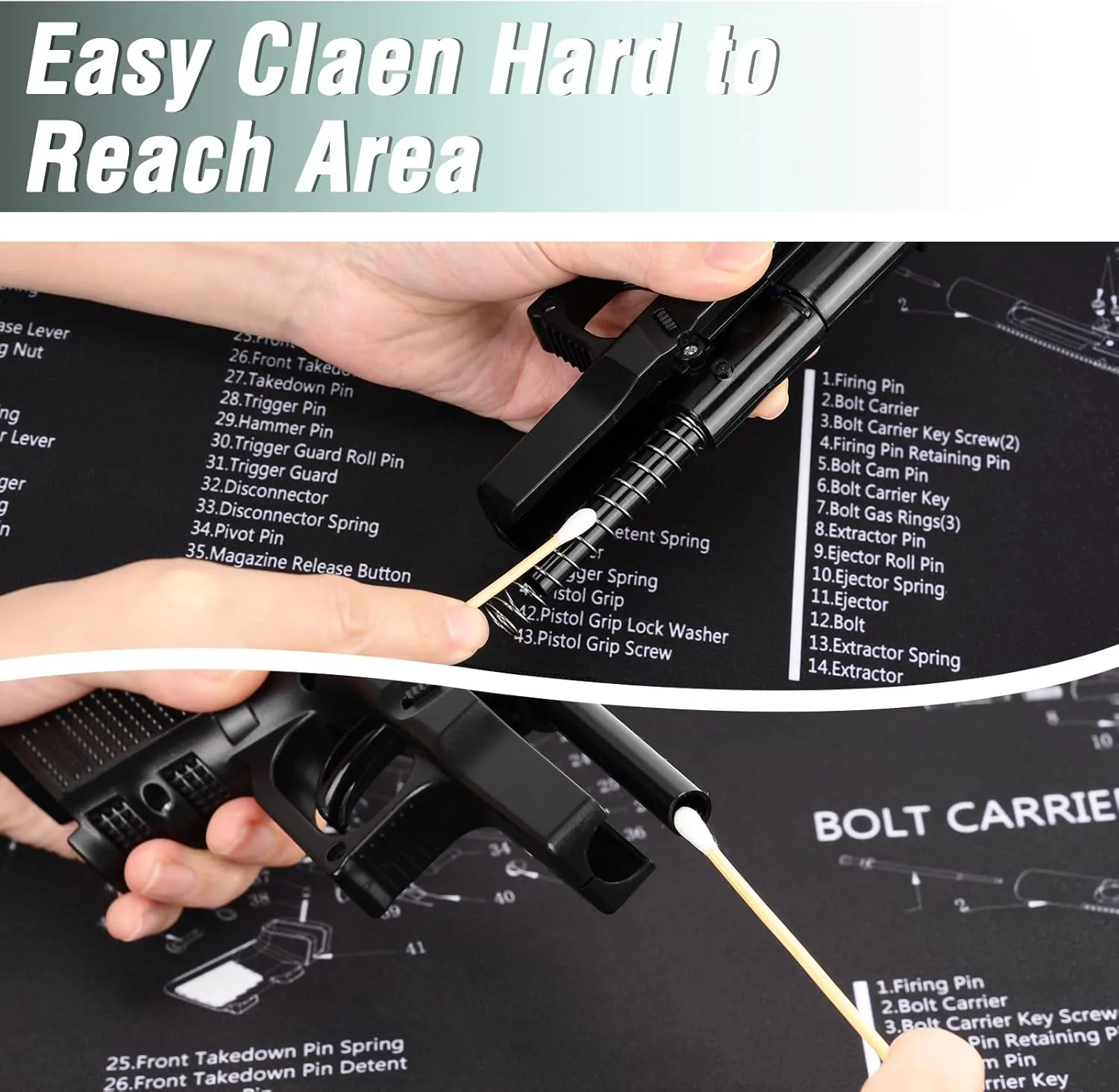 BOOSTEADY 6 Inch Cotton Gun Cleaning Swabs with Bamboo HandleChoose Your Tip