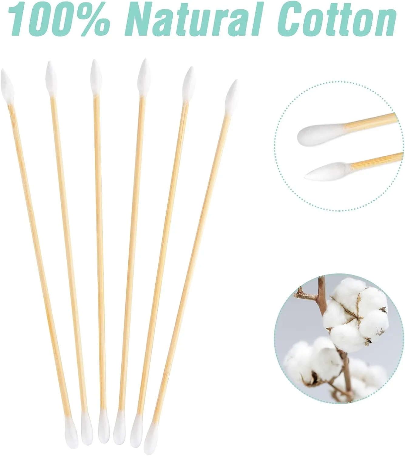 BOOSTEADY 6 Inch Cotton Gun Cleaning Swabs with Bamboo HandleChoose Your Tip