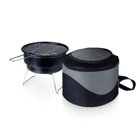 Caliente Portable Charcoal Grill and Cooler Tote, Black with Gray