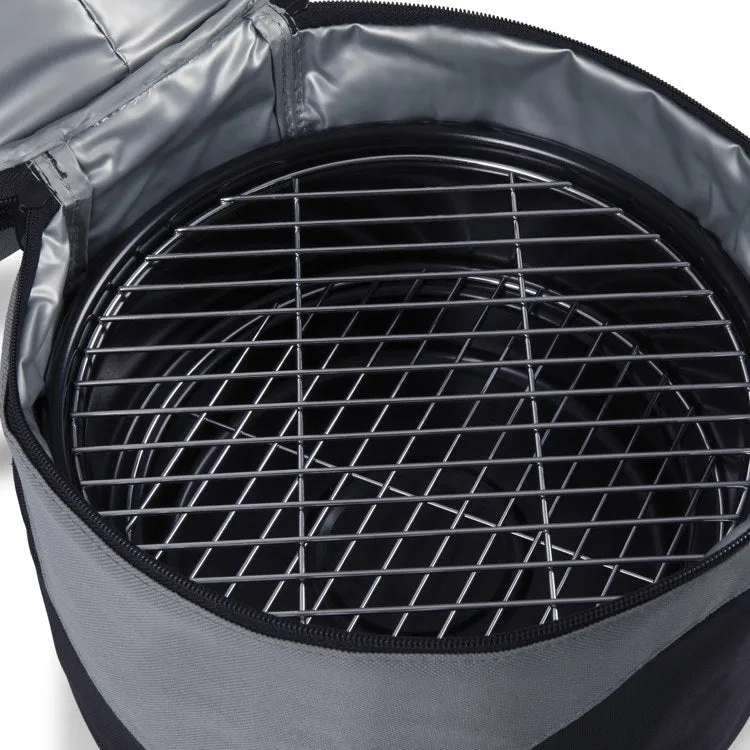 Caliente Portable Charcoal Grill and Cooler Tote, Black with Gray