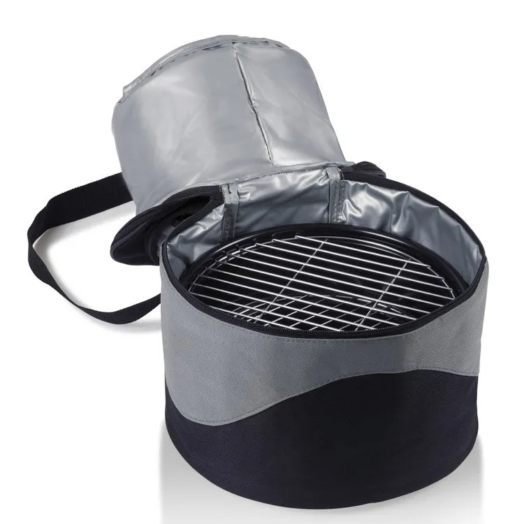Caliente Portable Charcoal Grill and Cooler Tote, Black with Gray