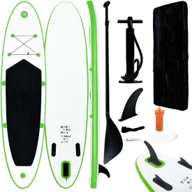 CHARMMA Inflatable Stand Up Paddle Board Set Green and White-12.8KG