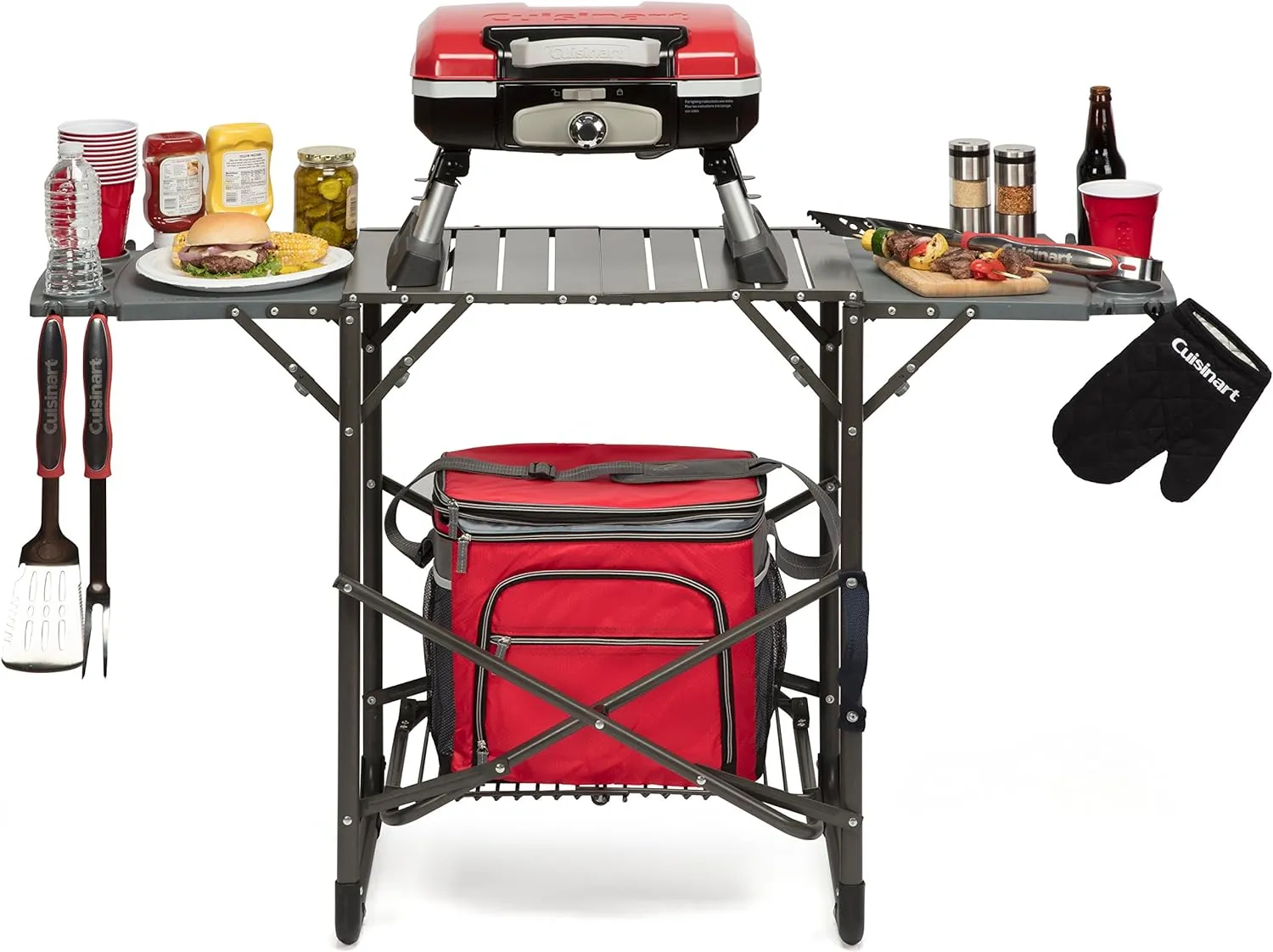Cuisinart CGG-180T Petit Gourmet Portable Tabletop Propane Gas Grill, Red 17.6 x 18.6 x 11.8-Inch