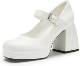 DREAM PAIRS Women's High Chunky Platform Closed Toe Mary Jane Block Heels Square Toe Strappy Dress Wedding Party Pumps Shoes