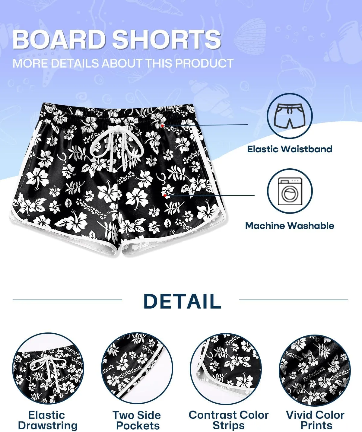 Girls 4th of July Summer Elastic Waist Beach Swim Shorts Quick Dry American Flag Swim Trunks with Pockets 5-14 Years