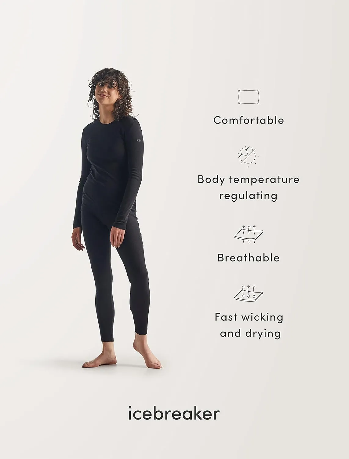 Icebreaker Merino Women's 200 Senebula Shirts, Long Sleeve Crew, 100% Pure Merino Wool Base Layer