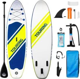 Inflatable Stand Up Paddle Board 10'6" x 33"  Wide Stable SUP with Paddle, Pump, Leash, Backpack  Non-Slip Deck for Yoga, Surfing, Fishing  All-Accessories Included for Adults & Youth