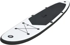 Inflatable Stand Up Paddleboard Set with High Pressure Hand Pump and Carrying Bag, Puncture-Proof Design, Black and White