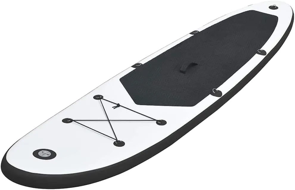 Inflatable Stand Up Paddleboard Set with High Pressure Hand Pump and Carrying Bag, Puncture-Proof Design, Black and White