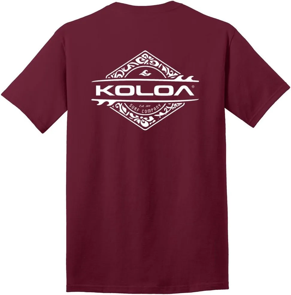 Koloa Surf Diamond Thruster Surfboards Logo Cotton T-Shirts in Reg, Big and Tall