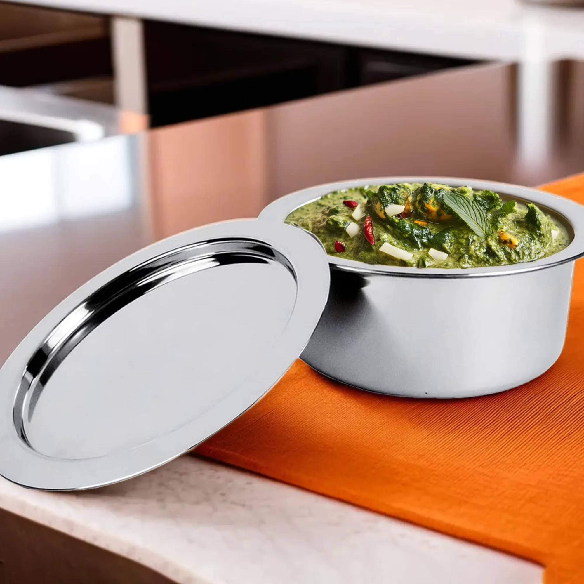 Kuber Industries 2.1L Stainless Steel Tope Set/Vessels for Cooking with Lid | Induction Safe Heavy Duty Gauge Boiling & Cooking Patila/Topiya/Bhagona Steel Utensils for Kitchen | Silver