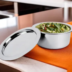 Kuber Industries 2.1L Stainless Steel Tope Set/Vessels for Cooking with Lid | Induction Safe Heavy Duty Gauge Boiling & Cooking Patila/Topiya/Bhagona Steel Utensils for Kitchen | Silver