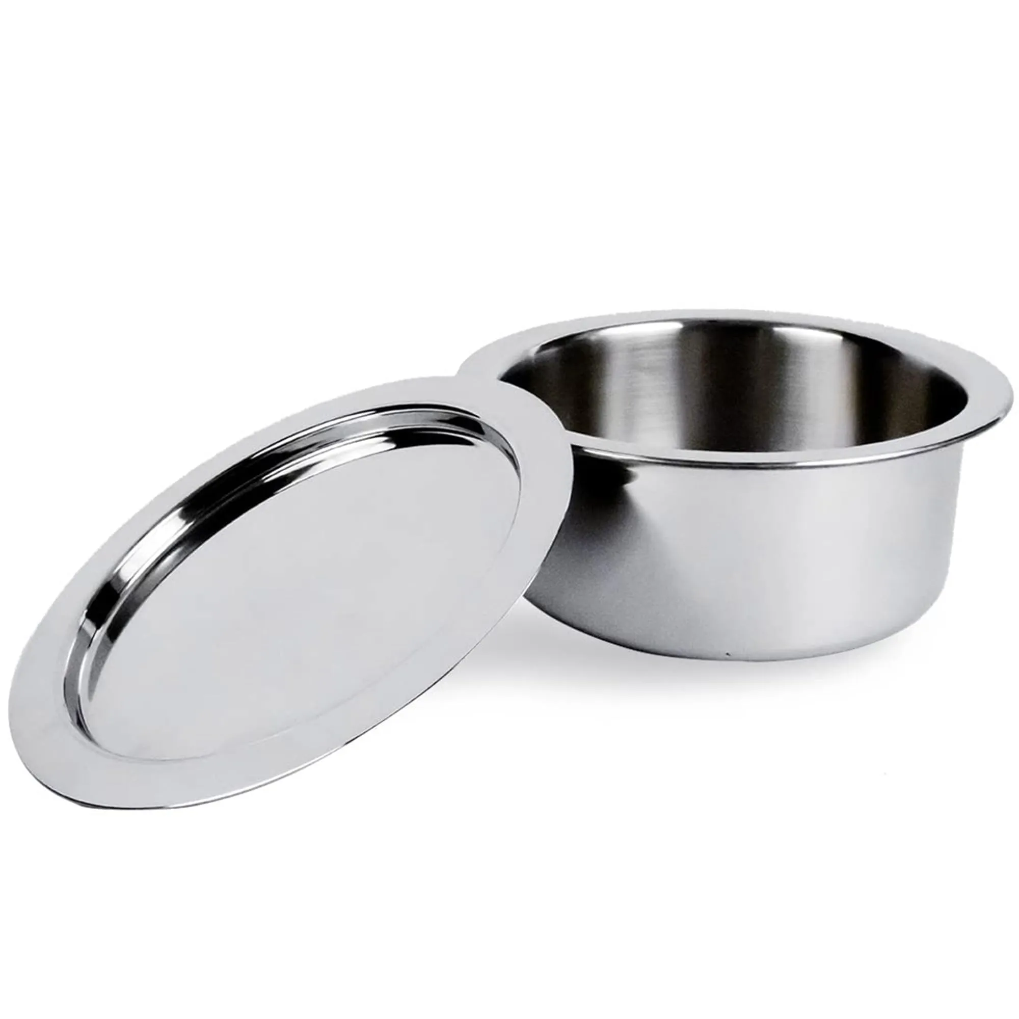 Kuber Industries 2.1L Stainless Steel Tope Set/Vessels for Cooking with Lid | Induction Safe Heavy Duty Gauge Boiling & Cooking Patila/Topiya/Bhagona Steel Utensils for Kitchen | Silver