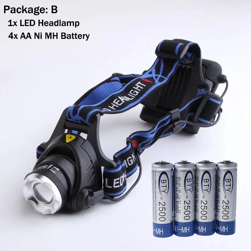 LED Headlamp Flashlight Running Camping Hiking Head Lamp Lightweight Waterproof AA Battery Zoomable Headlight