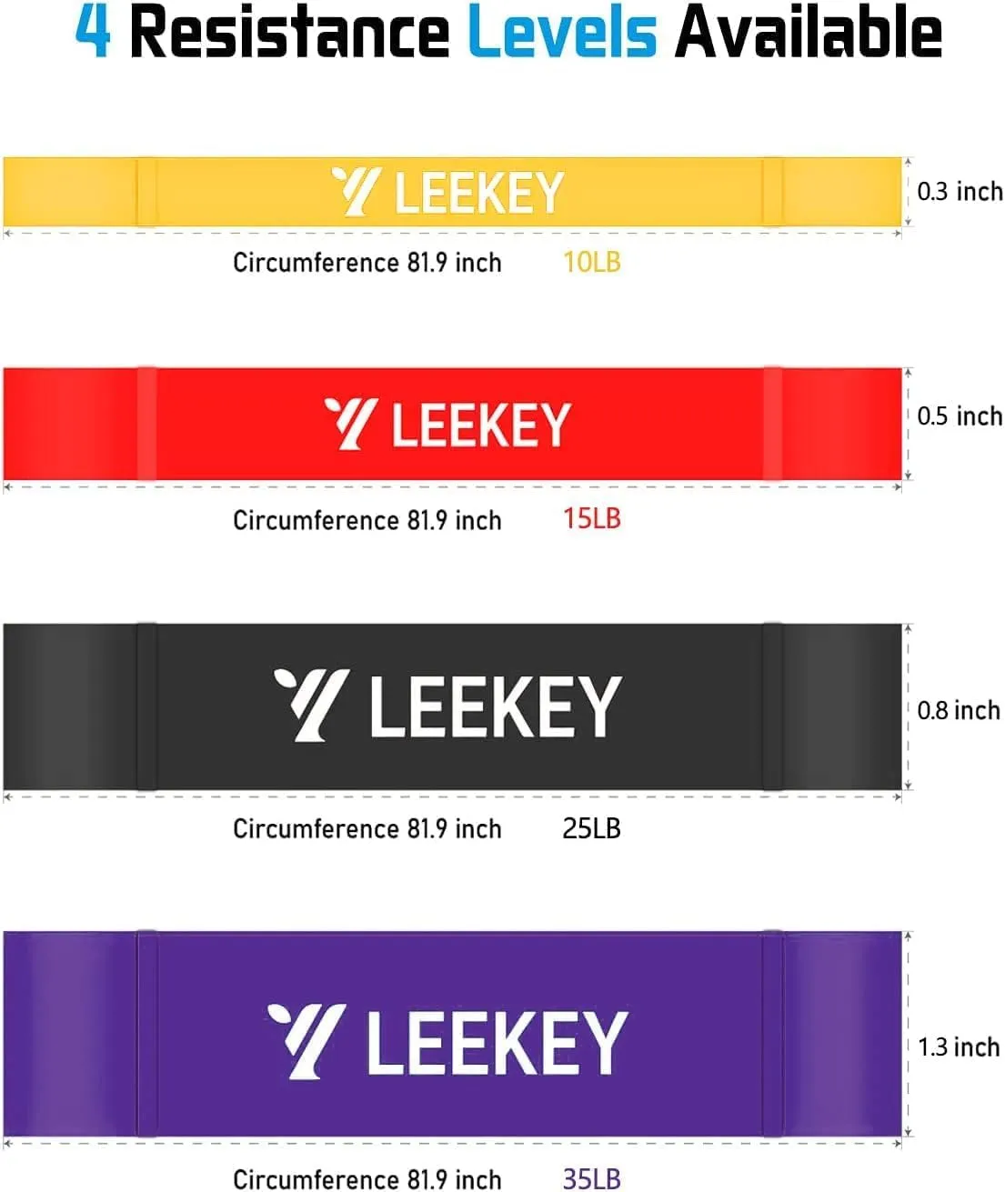 LEEKEY Resistance Bands Set for Pull-Up Assistance & Full-Body Training, Multi-Level Exercise Bands with Bag for Home Workouts, Physical Therapy, Strength Training (Men/Women)