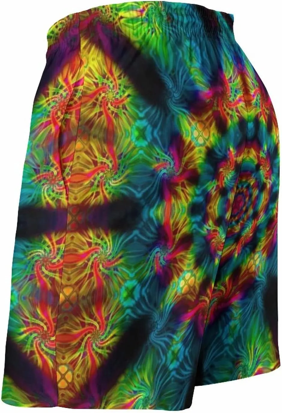 Mens Trippy Psychedelic Swim Trunks Beach Board Shorts with Mesh Lining and Pockets