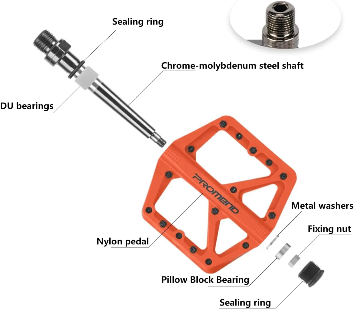 Mountain Bike Pedals - Durable Nylon DU Bearing Platform Pedals for MTB and BMX