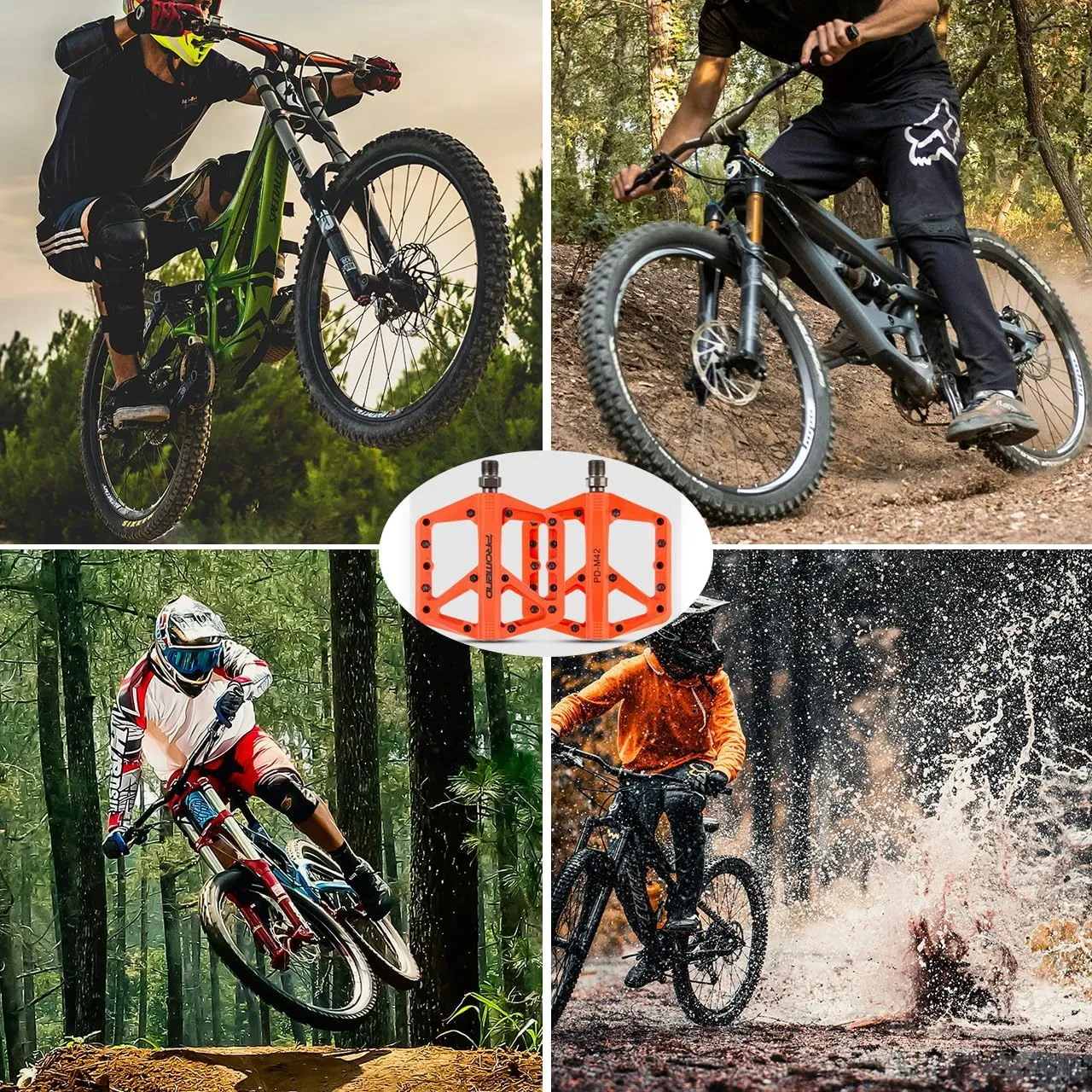 Mountain Bike Pedals - Durable Nylon DU Bearing Platform Pedals for MTB and BMX