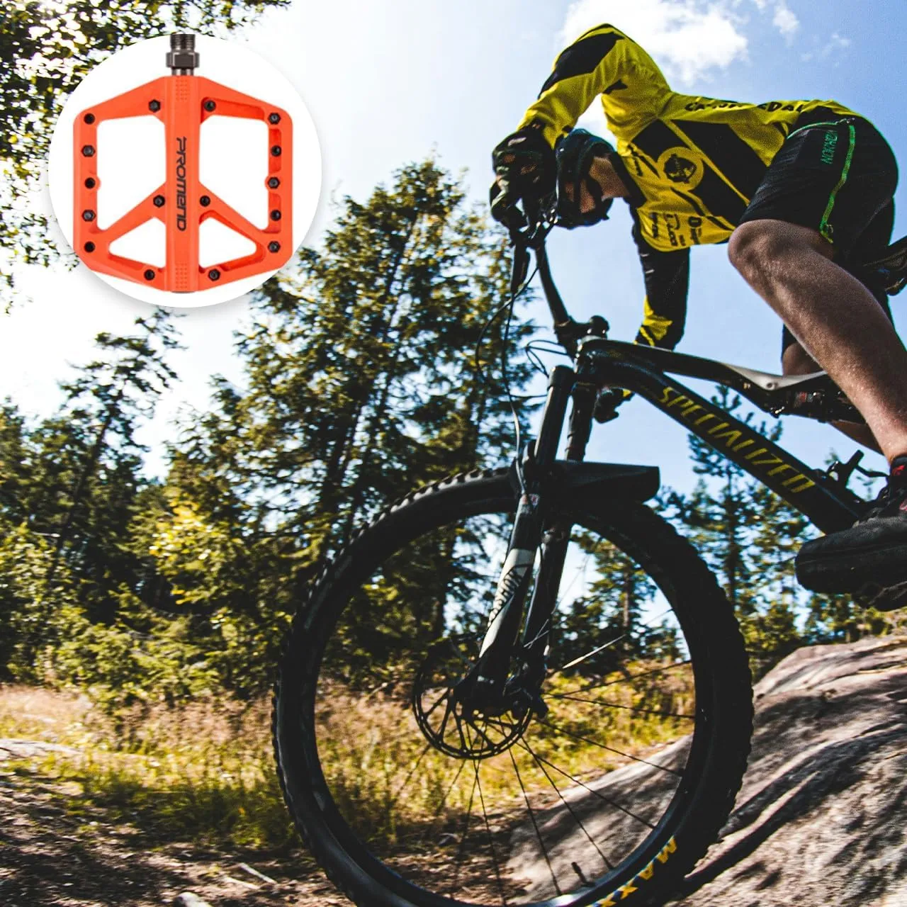 Mountain Bike Pedals - Durable Nylon DU Bearing Platform Pedals for MTB and BMX