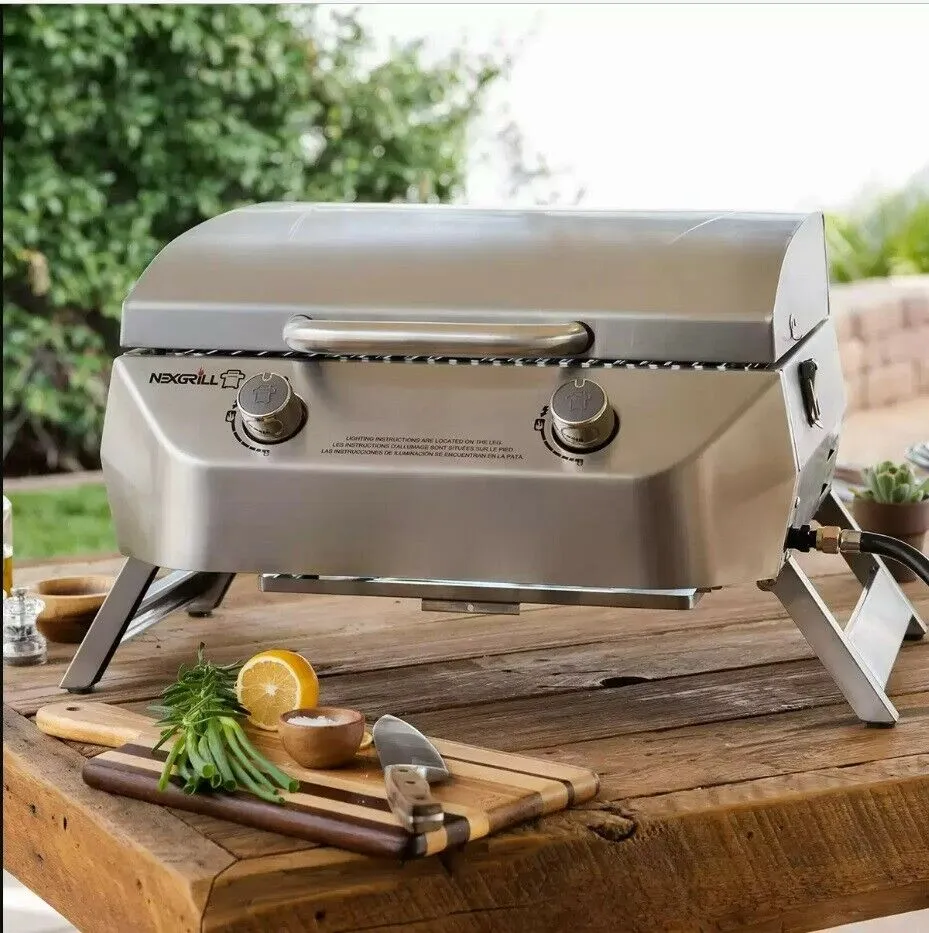 Nexgrill 2-Burner Stainless Steel Table Top Portable Propane Gas Grill