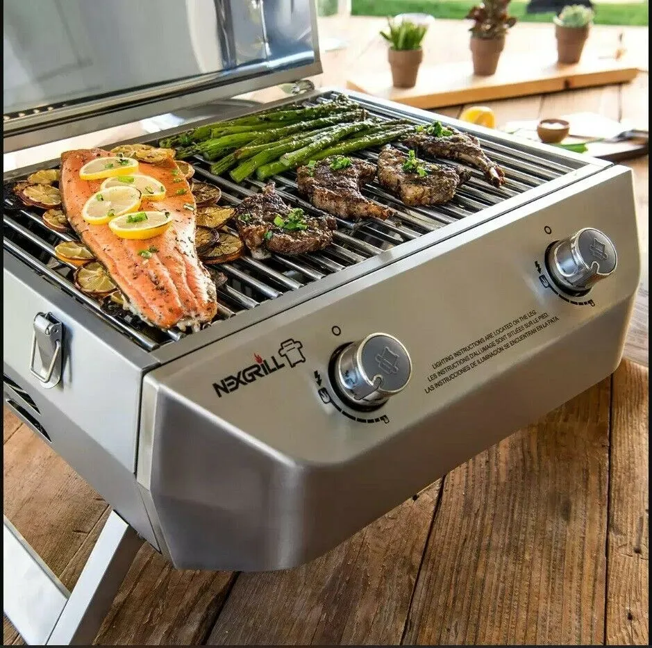 Nexgrill 2-Burner Stainless Steel Table Top Portable Propane Gas Grill