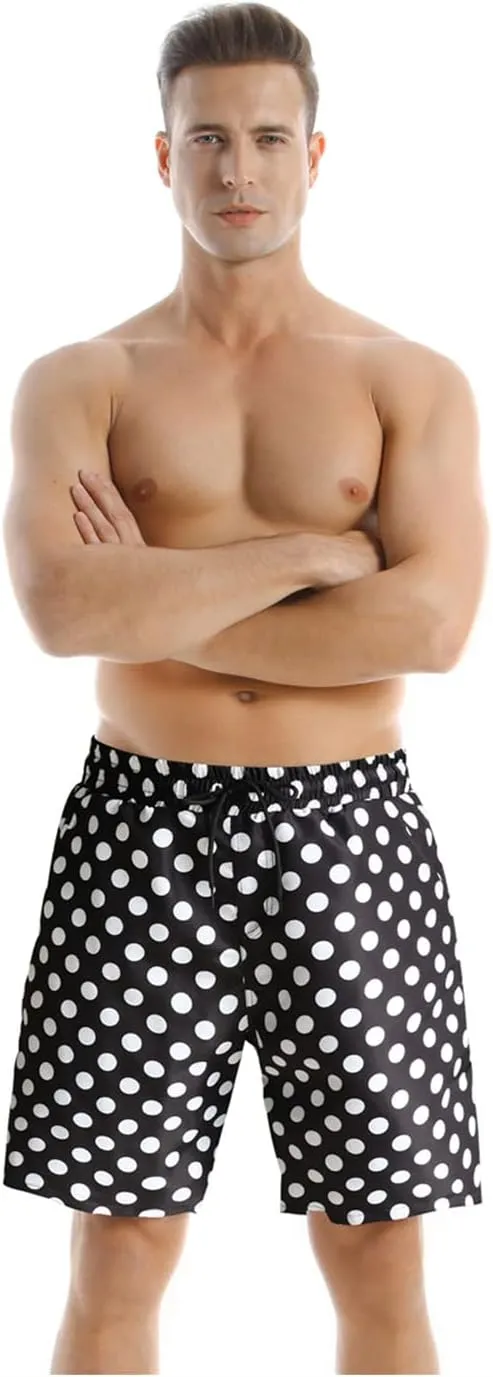OMZIN Father and Son Swim Trunks Drawstring Elastic Waist Beach Shorts with Pockets