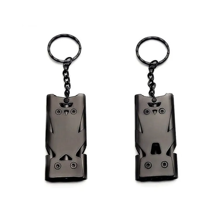 Outdoor High Decibel Stainless Steel Three-Tube Survival Rescue Whistle(Black)