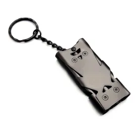 Outdoor High Decibel Stainless Steel Three-Tube Survival Rescue Whistle(Black)
