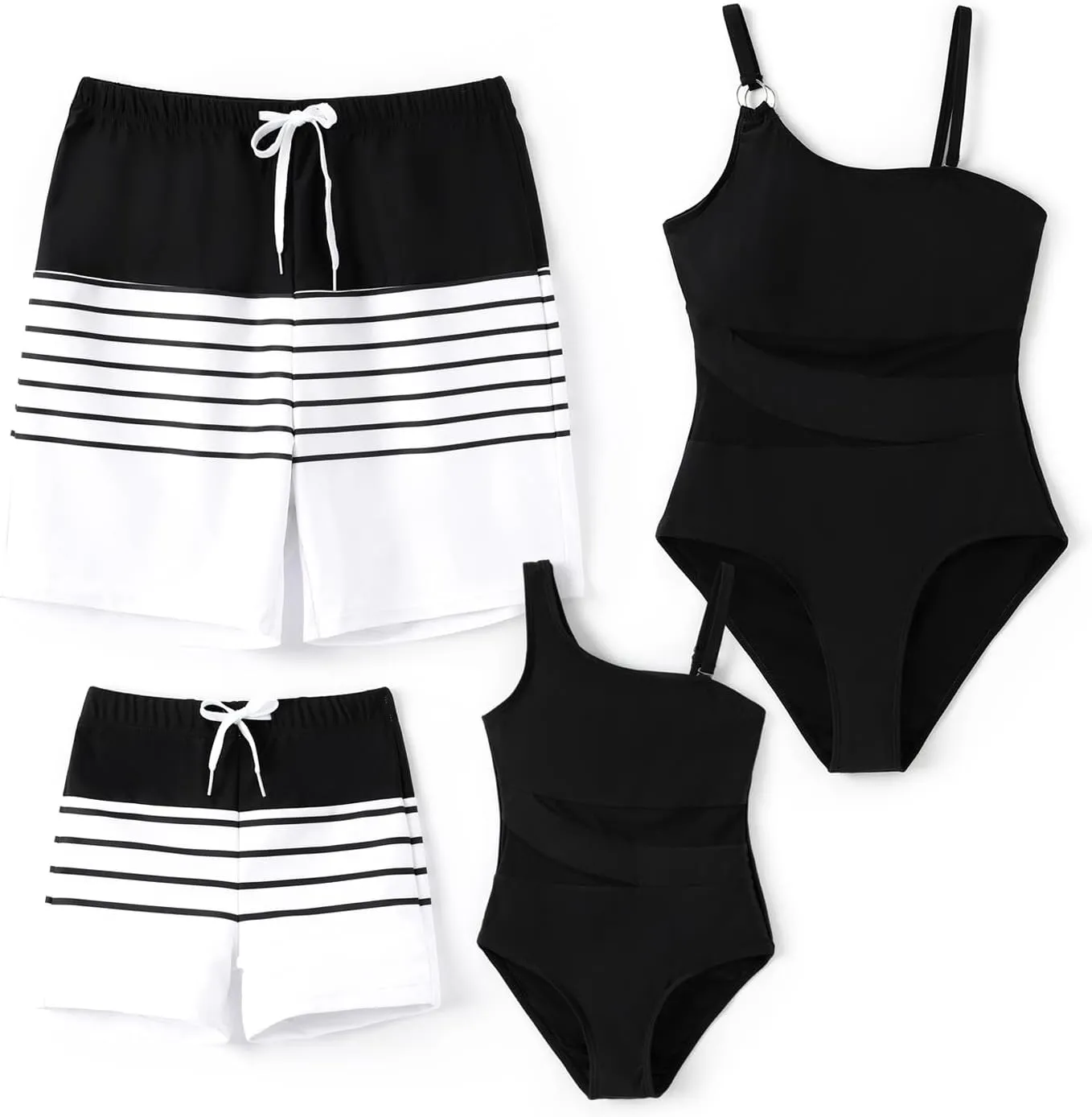 PATPAT Family Matching Summer Swimwear, Women and Girl One-Piece Swimsuit, Men and Boy Swim Trunks