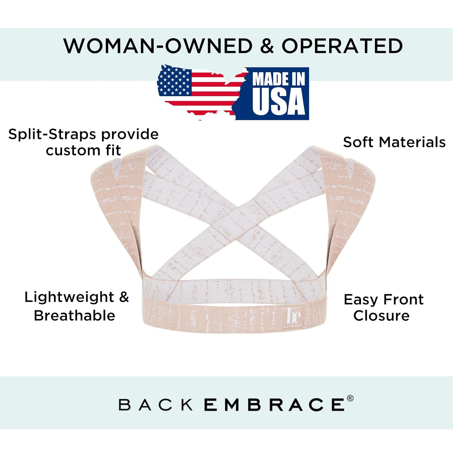Posture Corrector for Women and Men - Made in USA - Slim and Adjustable Shoulder Brace - Back Brace for Back Pain Relief - Sand Drizzle XL