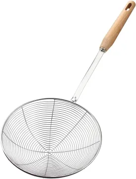 Spider Strainer, Cooking Spider,7.9-inch Extra Large Spider Spoon with Wood Handle, Stainless Steel Spider Cooking Utensil for Cooking and Frying