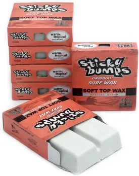 Sticky Bumps Softboard Warm/Tropical Surf Wax - 6 Pack | Long-Lasting Surfboard Wax | Great Bump Building for Surfing | Non-Toxic, Nature-Safe | Warm Water Surf Wax for Temps 69F / 20C above.