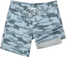 SURF CUZ Mens Swim Trunks with Compression Liner Quick Dry Swim Shorts 7" Swimming Trunks Stretch Bathing Suit 7 Inch