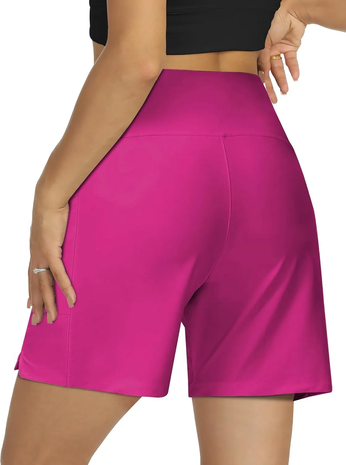 Women's 4" High-Waisted Swim Board Shorts with Liner and Pockets  Quick-Dry Beach & Swimming Shorts