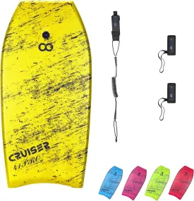 WOOWAVE Bodyboard 33-inch/36-inch/41-inch Super Lightweight Body Board with Coiled Wrist Leash, Swim Fin Tethers, EPS Core and Slick Bottom, Perfect Surfing for Kids Teens and Adults