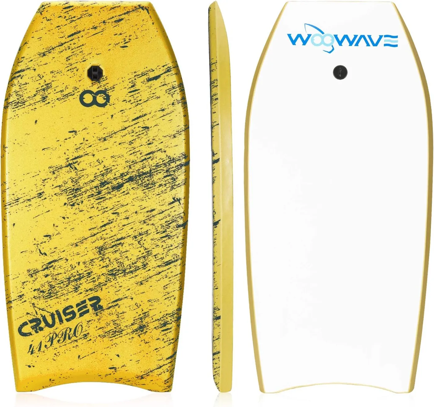 WOOWAVE Bodyboard 33-inch/36-inch/41-inch Super Lightweight Body Board with Coiled Wrist Leash, Swim Fin Tethers, EPS Core and Slick Bottom, Perfect Surfing for Kids Teens and Adults